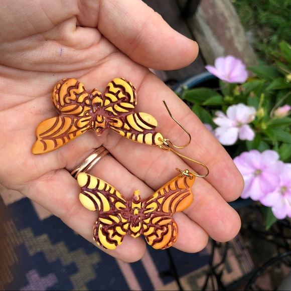 Handmade polymer clay earrings - BUTTERFLIES - Picture 2 of 2